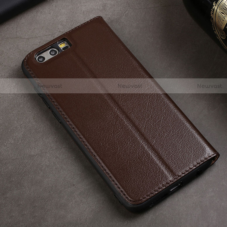 Leather Case Stands Flip Cover for Huawei Honor 9 Brown