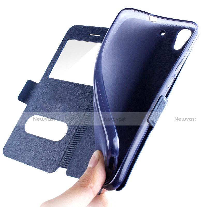 Leather Case Stands Flip Cover for Huawei Honor Holly 3 Blue