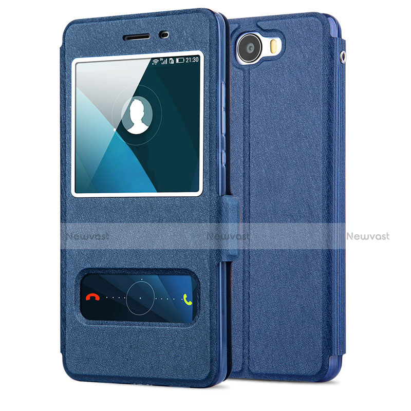 Leather Case Stands Flip Cover for Huawei Honor Play 5 Blue