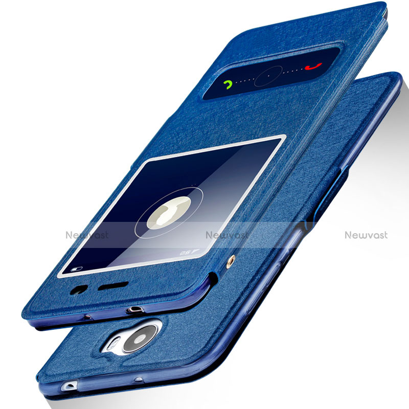 Leather Case Stands Flip Cover for Huawei Honor Play 5 Blue