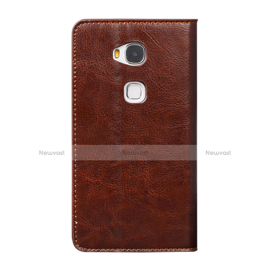 Leather Case Stands Flip Cover for Huawei Honor Play 5X Brown