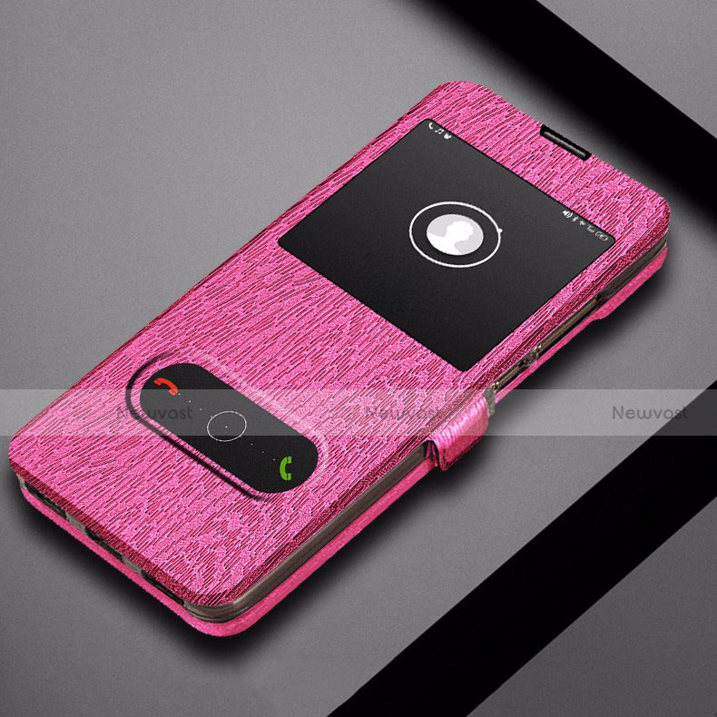 Leather Case Stands Flip Cover for Huawei Honor Play 8A Hot Pink