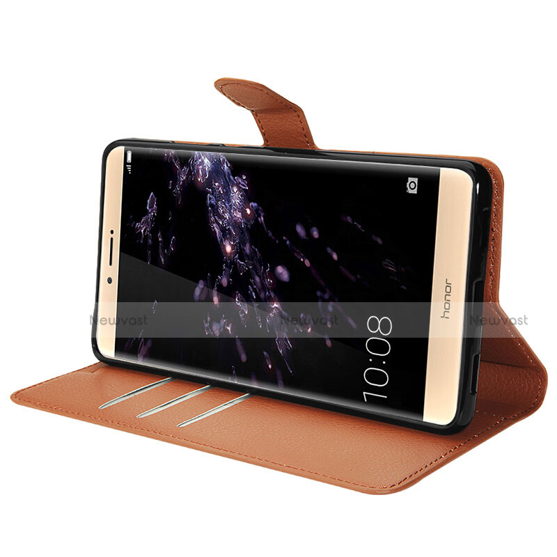 Leather Case Stands Flip Cover for Huawei Honor V8 Max Brown