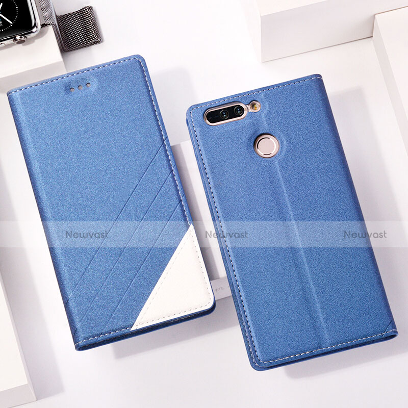 Leather Case Stands Flip Cover for Huawei Honor V9 Blue