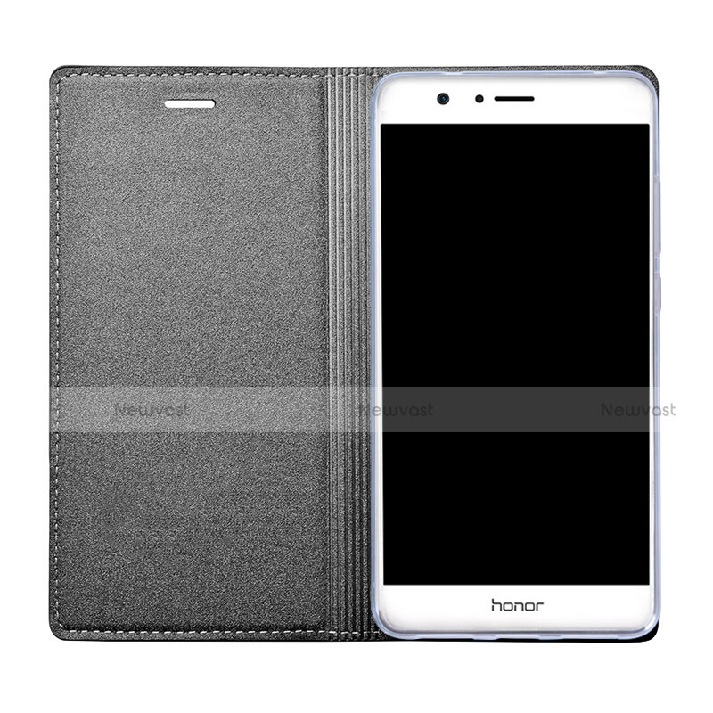 Leather Case Stands Flip Cover for Huawei Honor V9 Gray