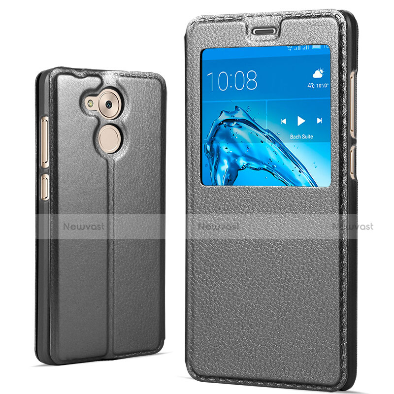 Leather Case Stands Flip Cover for Huawei Honor V9 Play Black