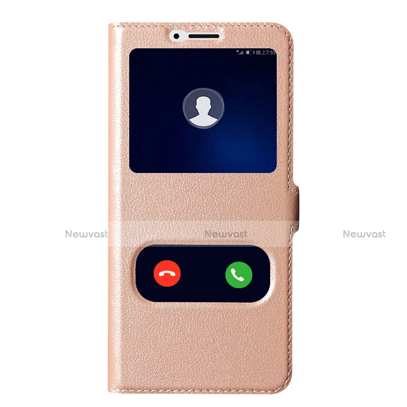 Leather Case Stands Flip Cover for Huawei Honor View 10 Rose Gold