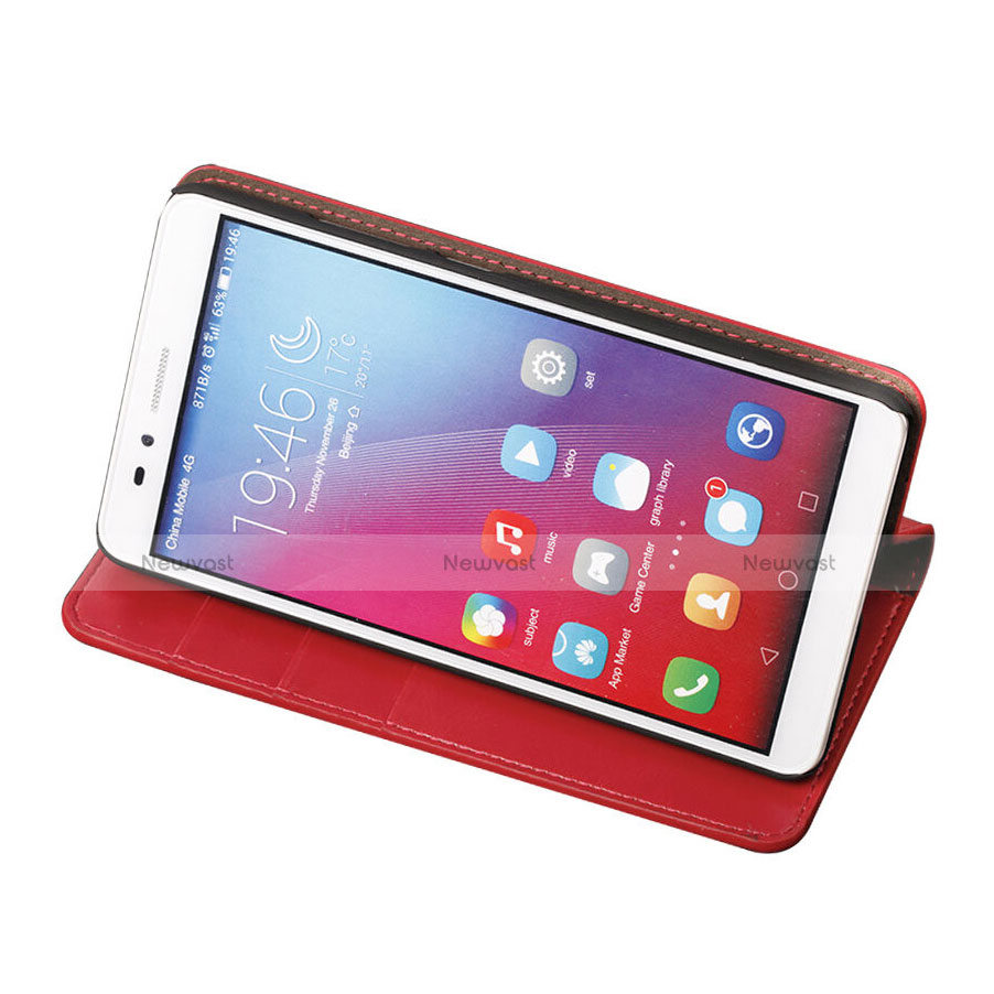 Leather Case Stands Flip Cover for Huawei Honor X5 Red