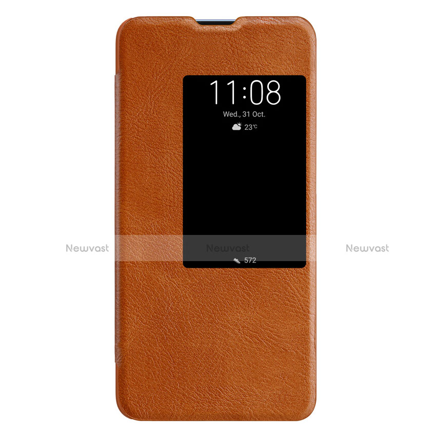 Leather Case Stands Flip Cover for Huawei Mate 20 X 5G Brown
