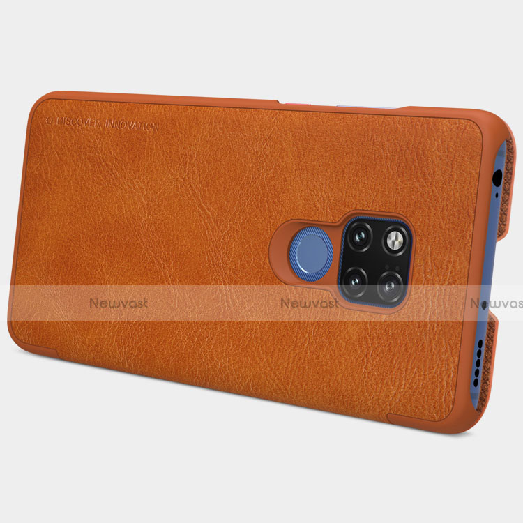 Leather Case Stands Flip Cover for Huawei Mate 20 X 5G Brown