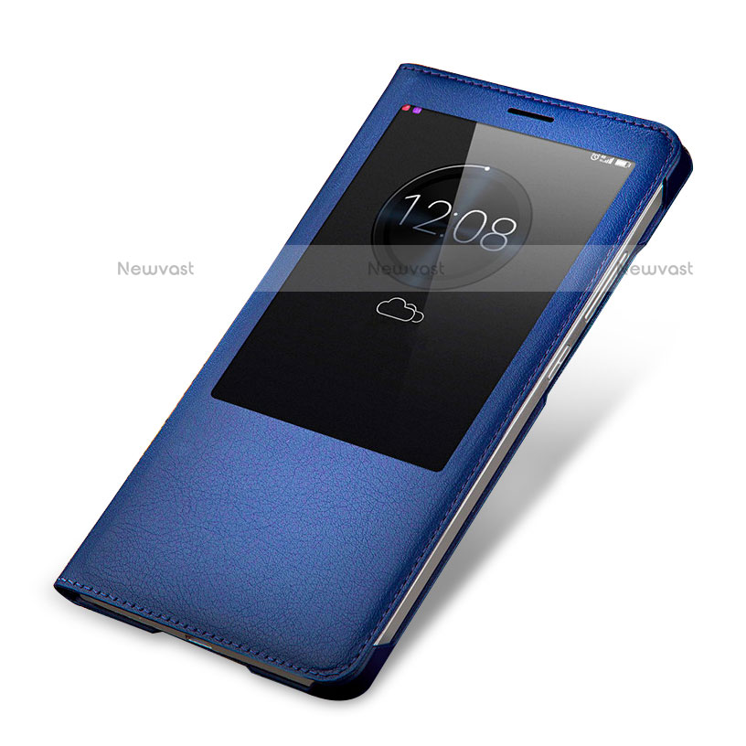 Leather Case Stands Flip Cover for Huawei Mate 7 Blue