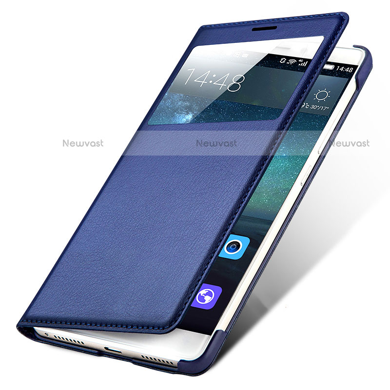 Leather Case Stands Flip Cover for Huawei Mate S Blue