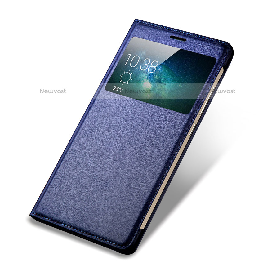 Leather Case Stands Flip Cover for Huawei Mate S Blue