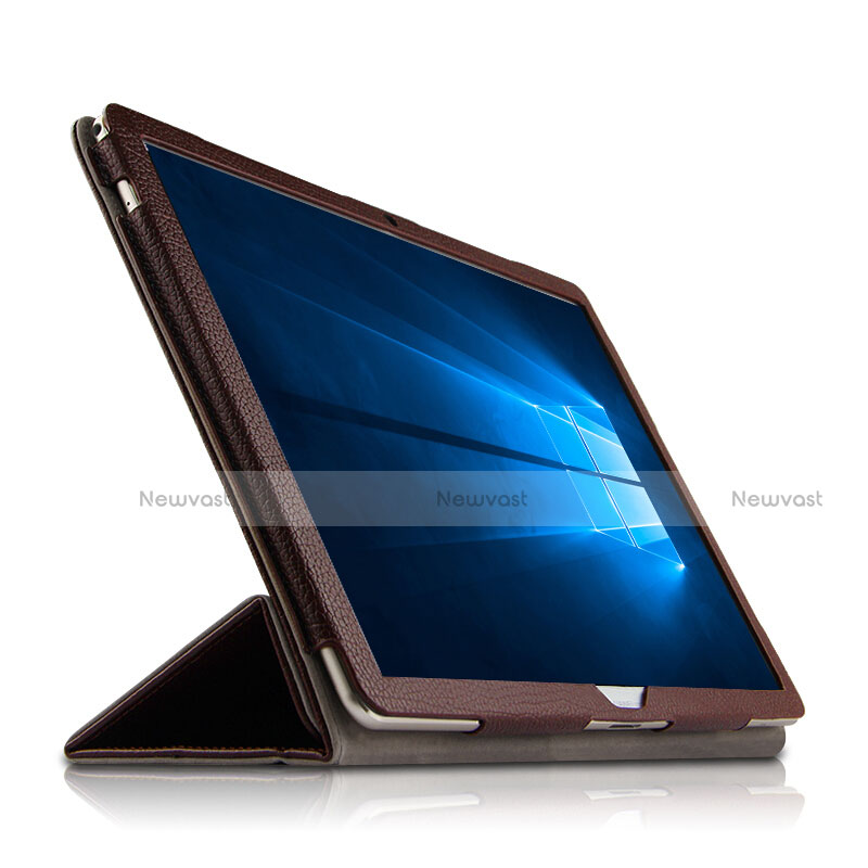 Leather Case Stands Flip Cover for Huawei Matebook E 12 Brown