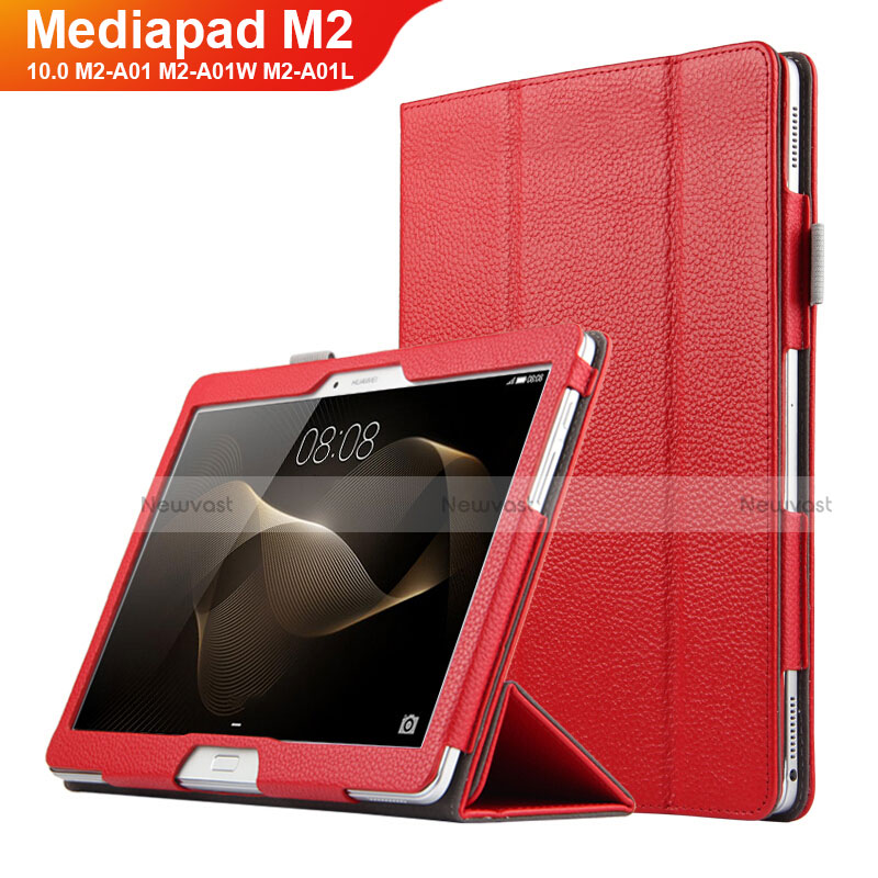 Leather Case Stands Flip Cover for Huawei MediaPad M2 10.0 M2-A01 M2-A01W M2-A01L Red