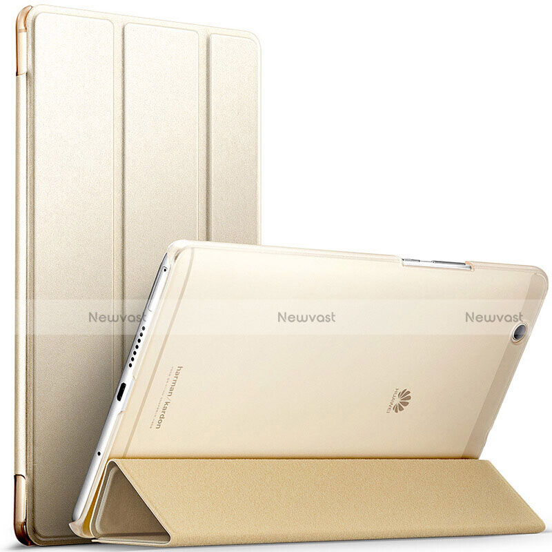 Leather Case Stands Flip Cover for Huawei MediaPad M3 Gold