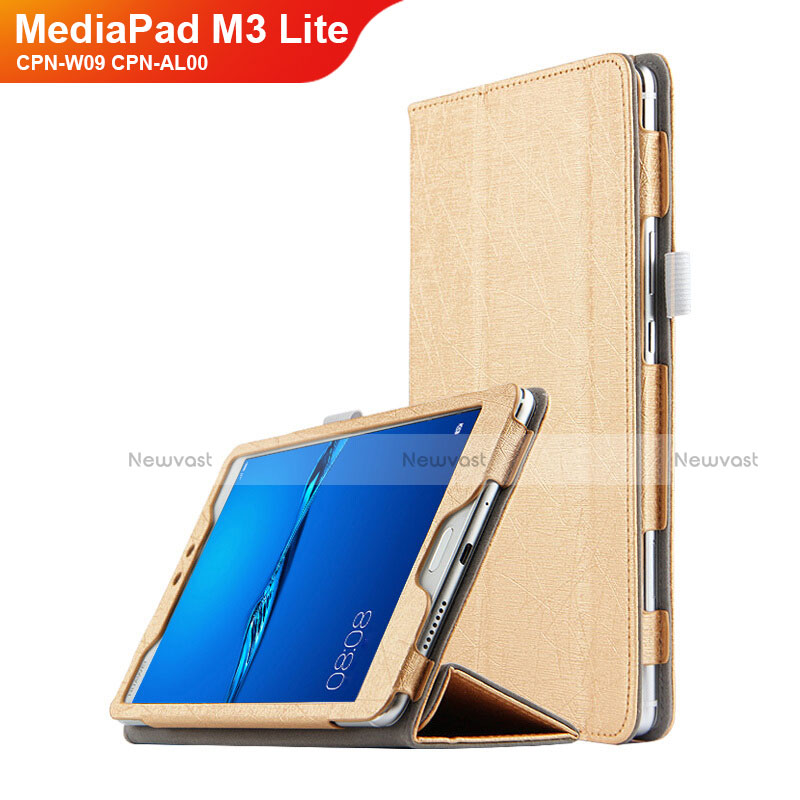 Leather Case Stands Flip Cover for Huawei MediaPad M3 Lite 8.0 CPN-W09 CPN-AL00 Gold
