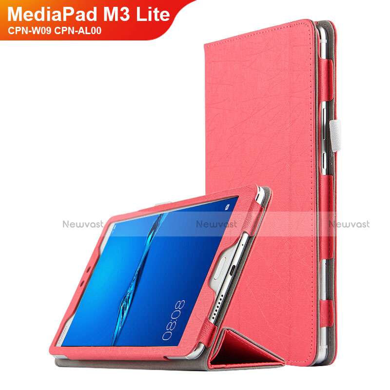 Leather Case Stands Flip Cover for Huawei MediaPad M3 Lite 8.0 CPN-W09 CPN-AL00 Red