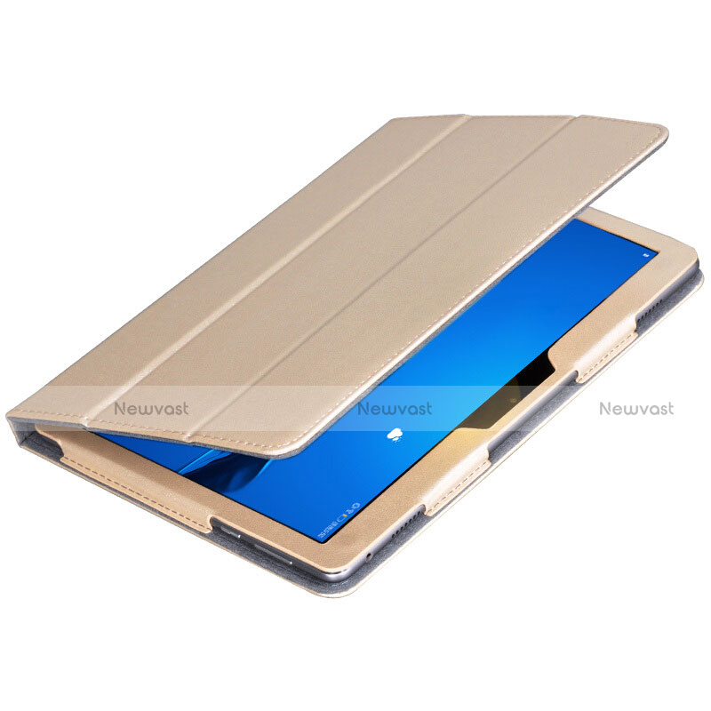 Leather Case Stands Flip Cover for Huawei MediaPad M3 Lite Gold