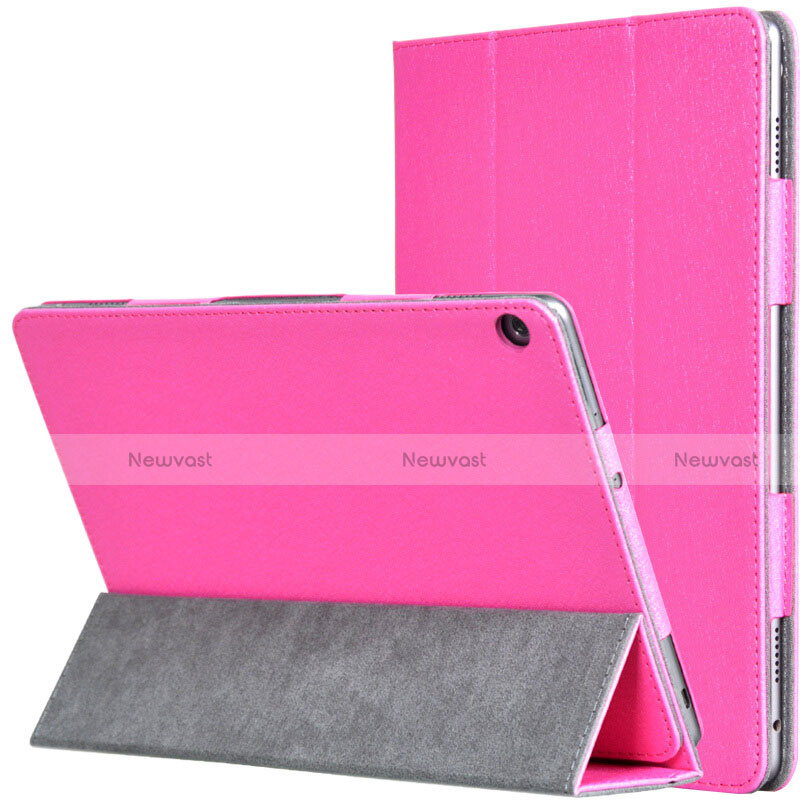 Leather Case Stands Flip Cover for Huawei MediaPad M3 Lite Hot Pink