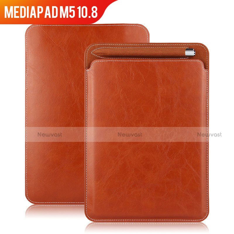 Leather Case Stands Flip Cover for Huawei MediaPad M5 10.8 Brown