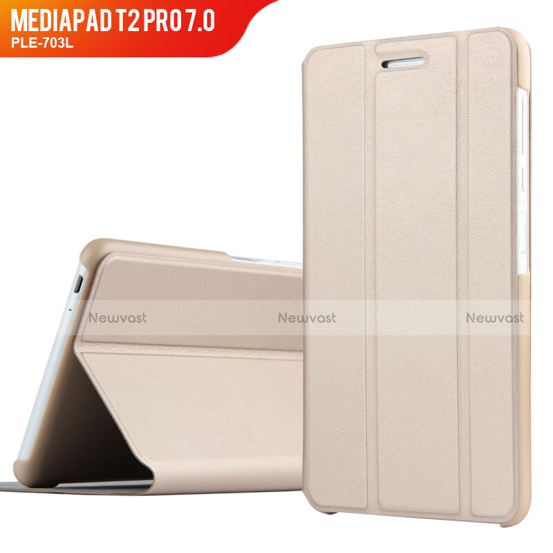 Leather Case Stands Flip Cover for Huawei MediaPad T2 Pro 7.0 PLE-703L Gold