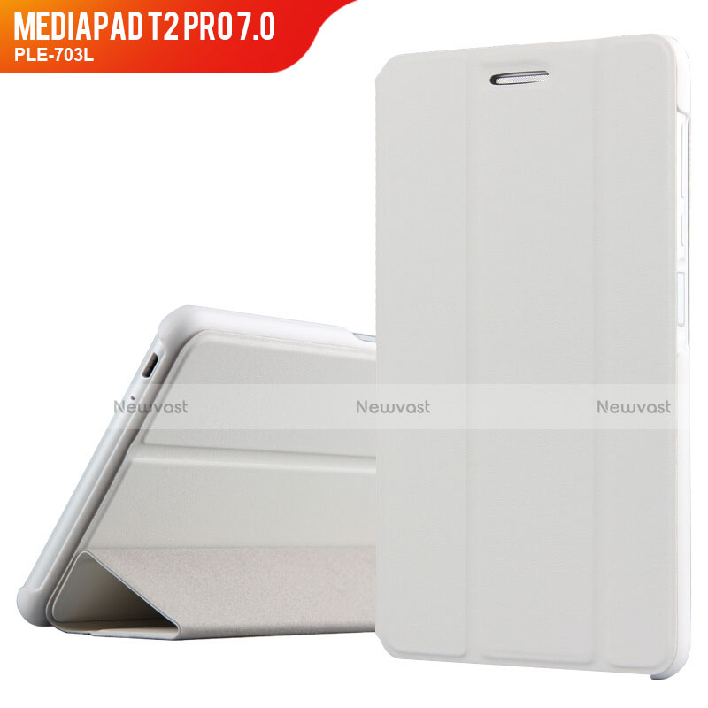 Leather Case Stands Flip Cover for Huawei MediaPad T2 Pro 7.0 PLE-703L White