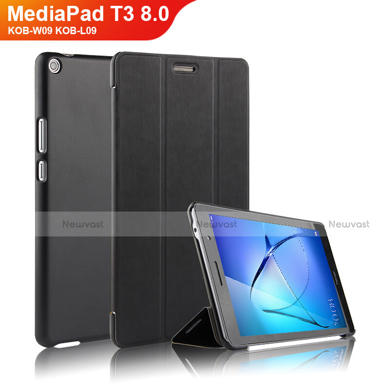 Leather Case Stands Flip Cover for Huawei MediaPad T3 8.0 KOB-W09 KOB-L09 Black