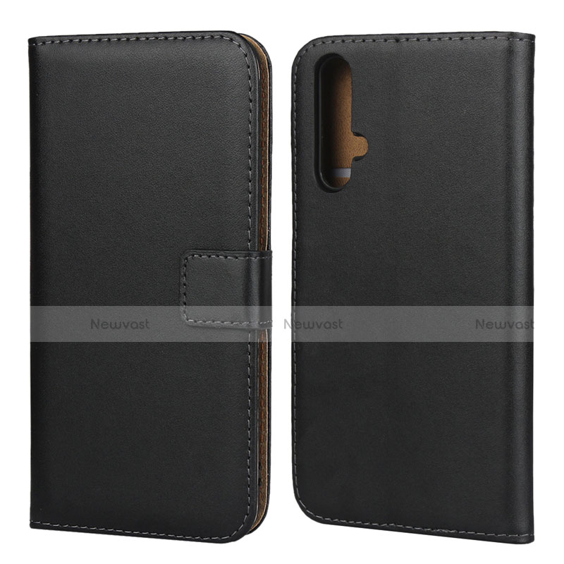 Leather Case Stands Flip Cover for Huawei Nova 5T Black