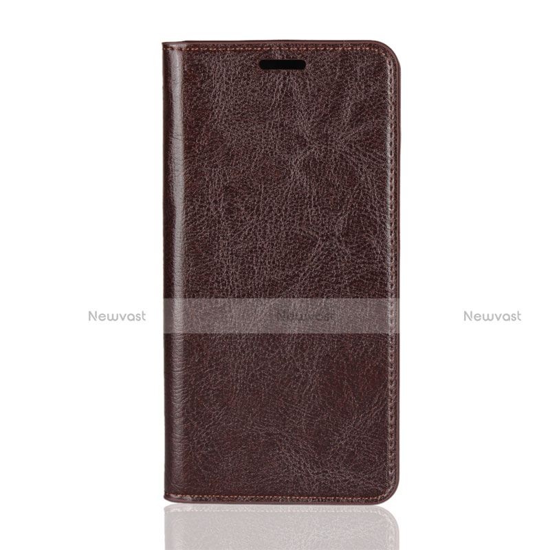 Leather Case Stands Flip Cover for Huawei P30 Brown