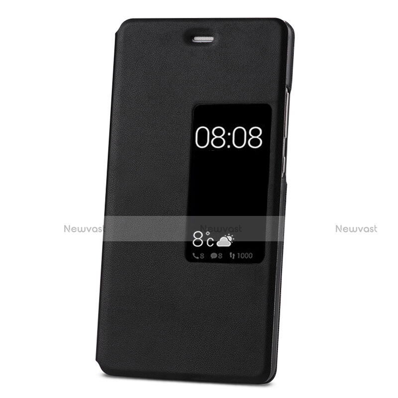 Leather Case Stands Flip Cover for Huawei P9 Black