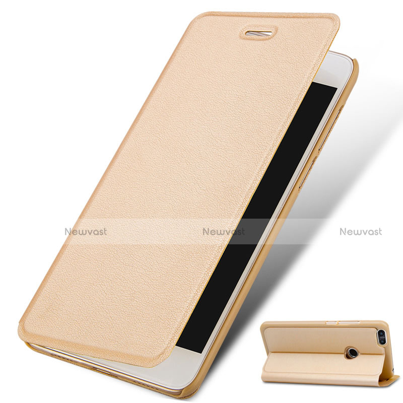 Leather Case Stands Flip Cover for Huawei P9 Lite Mini Gold