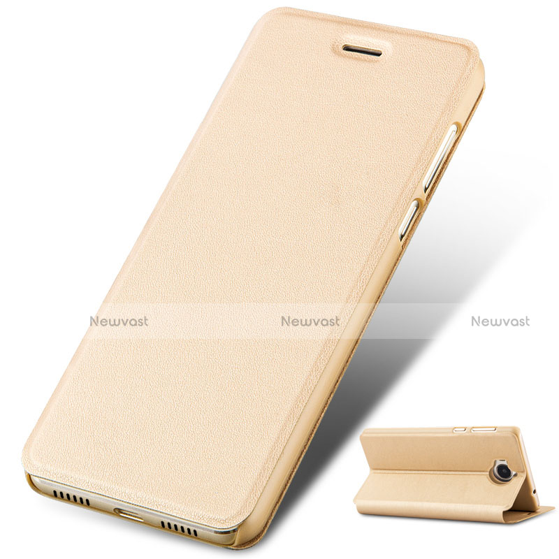 Leather Case Stands Flip Cover for Huawei Y5 (2017) Gold