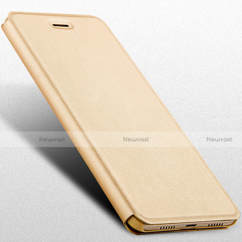 Leather Case Stands Flip Cover for Huawei Y6 (2017) Gold