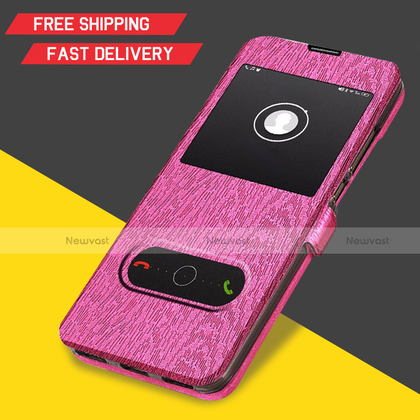 Leather Case Stands Flip Cover for Huawei Y6 (2019) Hot Pink