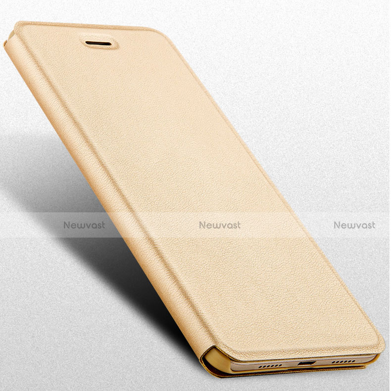 Leather Case Stands Flip Cover for Huawei Y6 Pro (2017) Gold