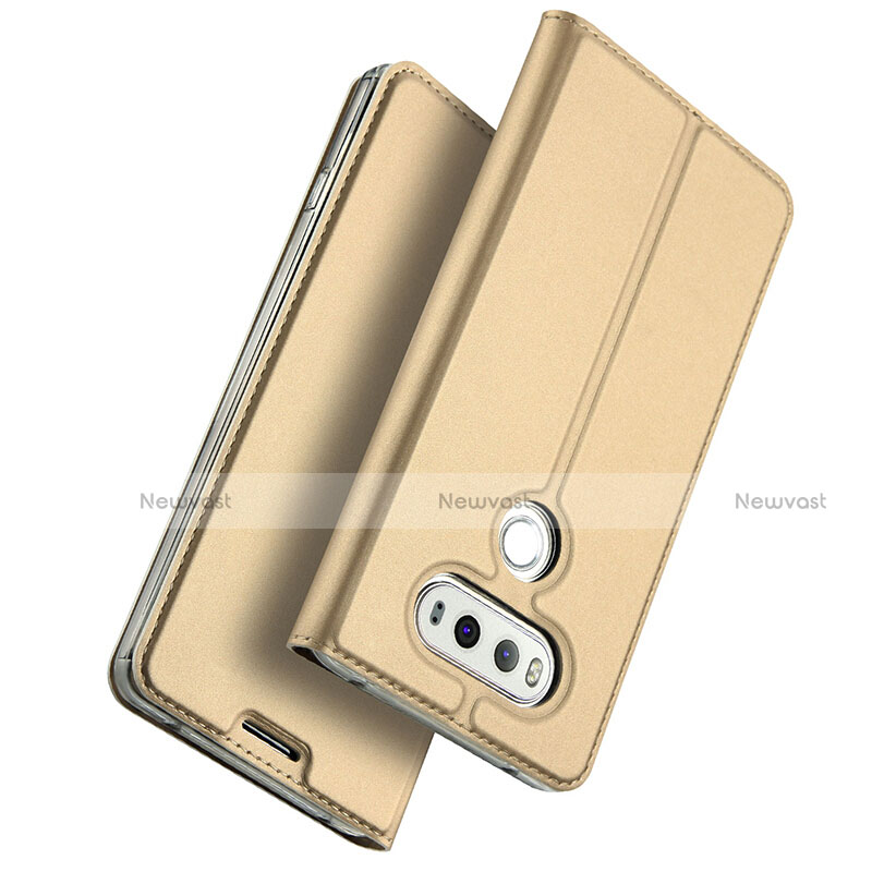 Leather Case Stands Flip Cover for LG G6 Gold