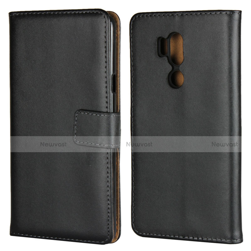 Leather Case Stands Flip Cover for LG G7 Black