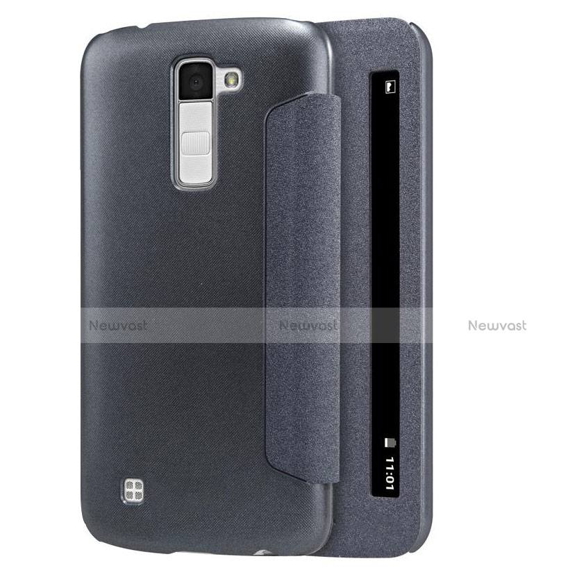 Leather Case Stands Flip Cover for LG K10 Black