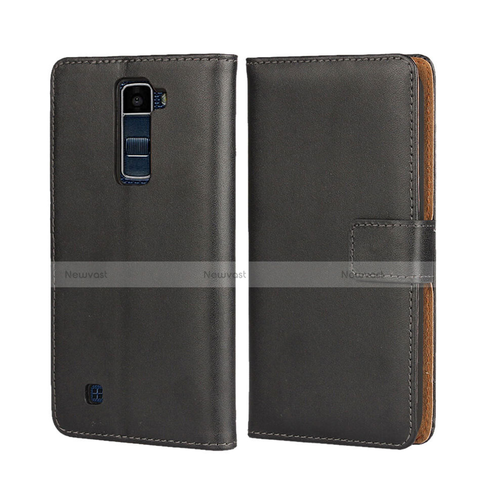 Leather Case Stands Flip Cover for LG K7 Black
