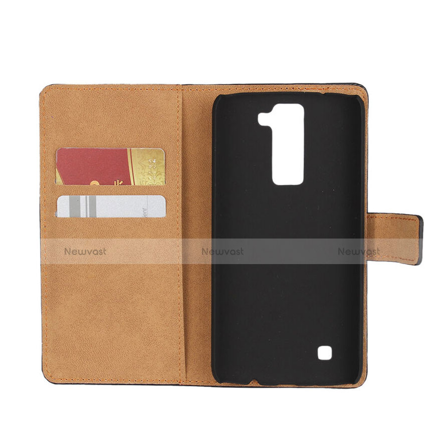 Leather Case Stands Flip Cover for LG K7 Brown