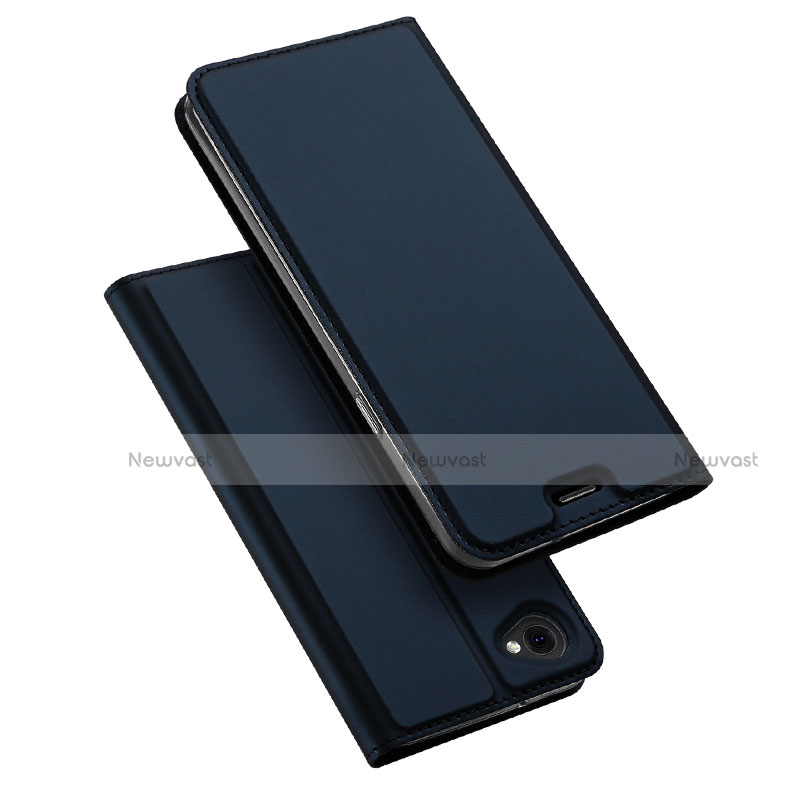 Leather Case Stands Flip Cover for LG Q6 Blue