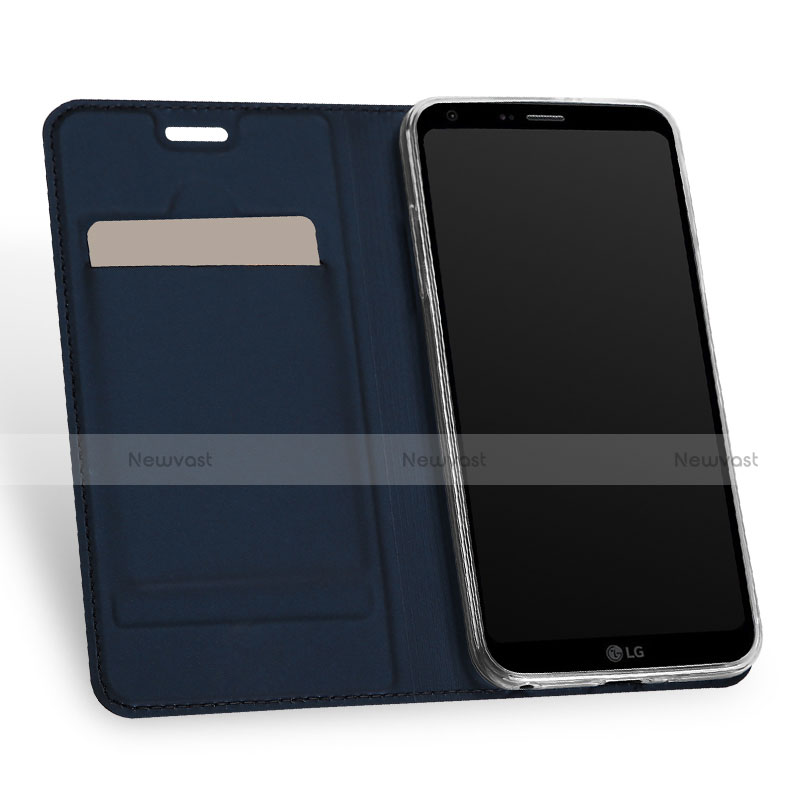 Leather Case Stands Flip Cover for LG Q6 Blue