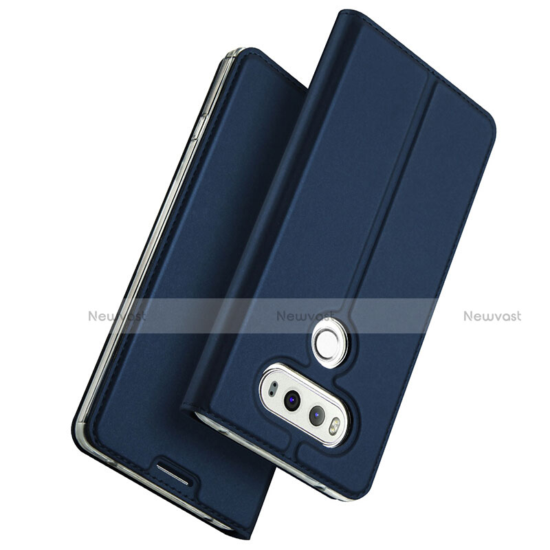 Leather Case Stands Flip Cover for LG V20 Blue