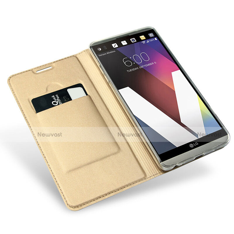 Leather Case Stands Flip Cover for LG V20 Gold