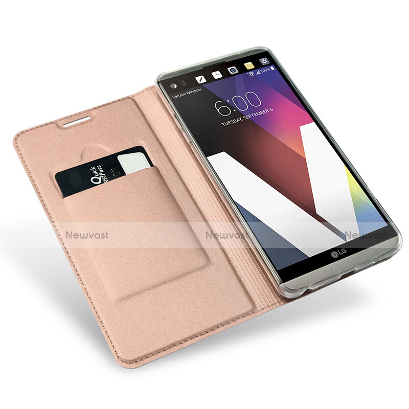 Leather Case Stands Flip Cover for LG V20 Rose Gold