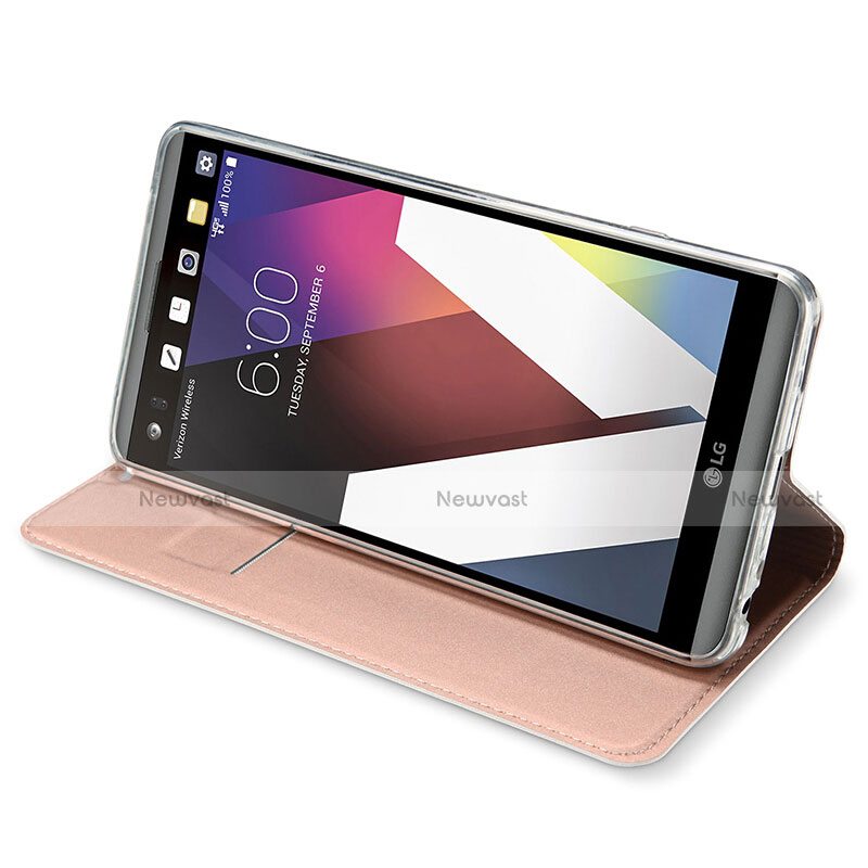 Leather Case Stands Flip Cover for LG V20 Rose Gold