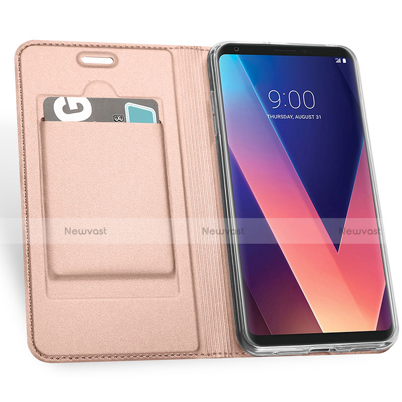 Leather Case Stands Flip Cover for LG V30 Rose Gold