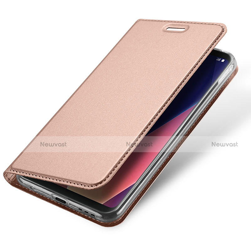 Leather Case Stands Flip Cover for LG V30 Rose Gold