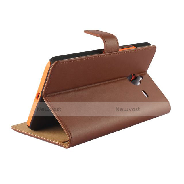Leather Case Stands Flip Cover for Microsoft Lumia 640 XL Lte Brown